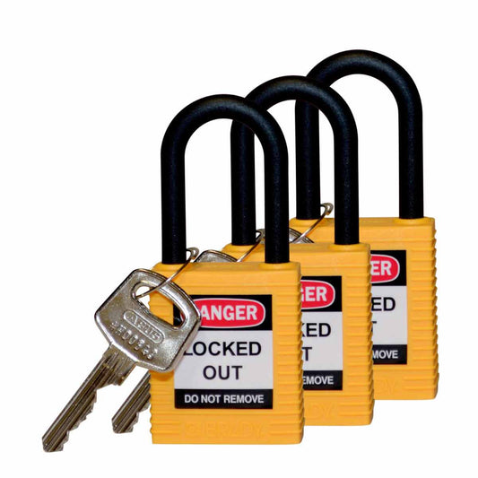 Nylon Padlock 1.5" Nylon Shkl KA YL 3PK