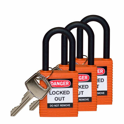 Nylon Padlock 1.5" Nylon Shkl KA OR 3PK