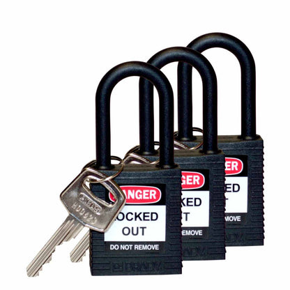 Nylon Padlock 1.5" Nylon Shkl KA BK 3PK