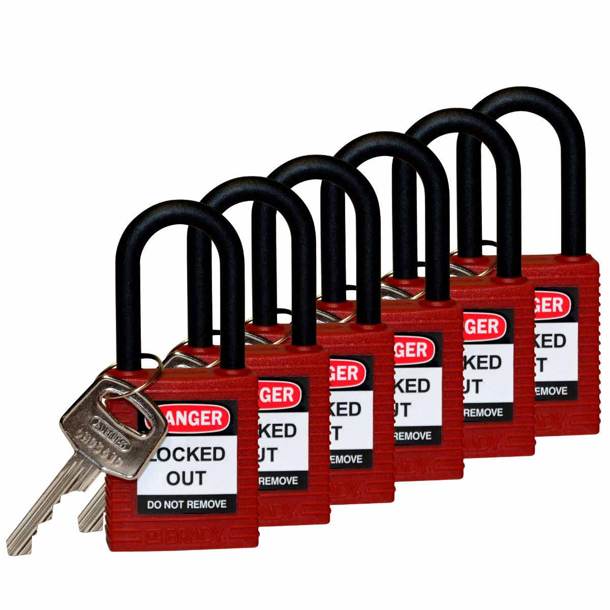 Nylon Padlock 1.5" Nylon Shkl KA RD 6PK