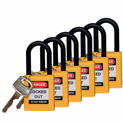 Nylon Padlock 1.5" Nylon Shkl KA YL 6PK