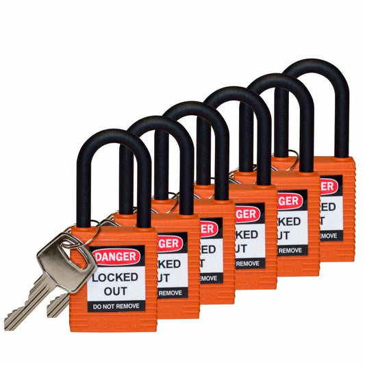 Nylon Padlock 1.5" Nylon Shkl KA OR 6PK