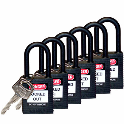 Nylon Padlock 1.5" Nylon Shkl KA BK 6PK