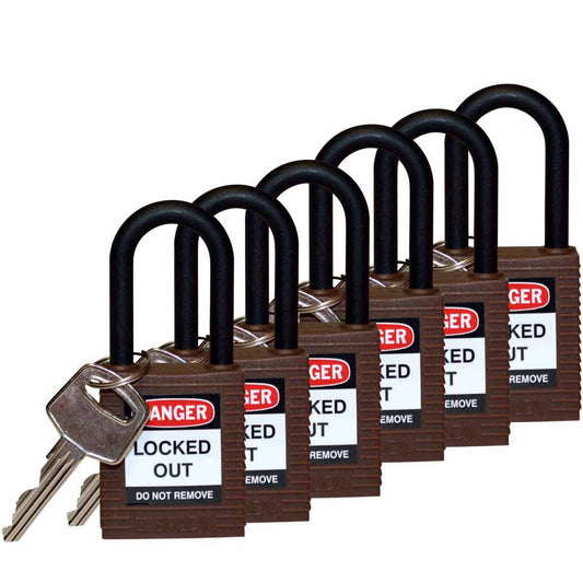 Nylon Padlock 1.5" Nylon Shkl KD BN 6PK