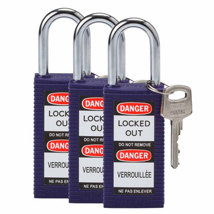 Long Body Nylon Padlock 1.5" KA PL 3PK