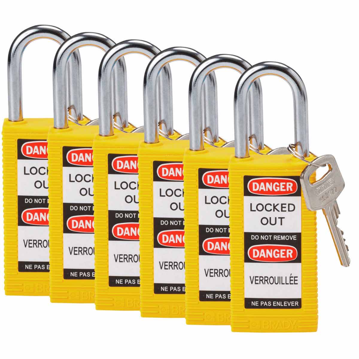 Long Body Nylon Padlock 1.5" KA YL 6PK