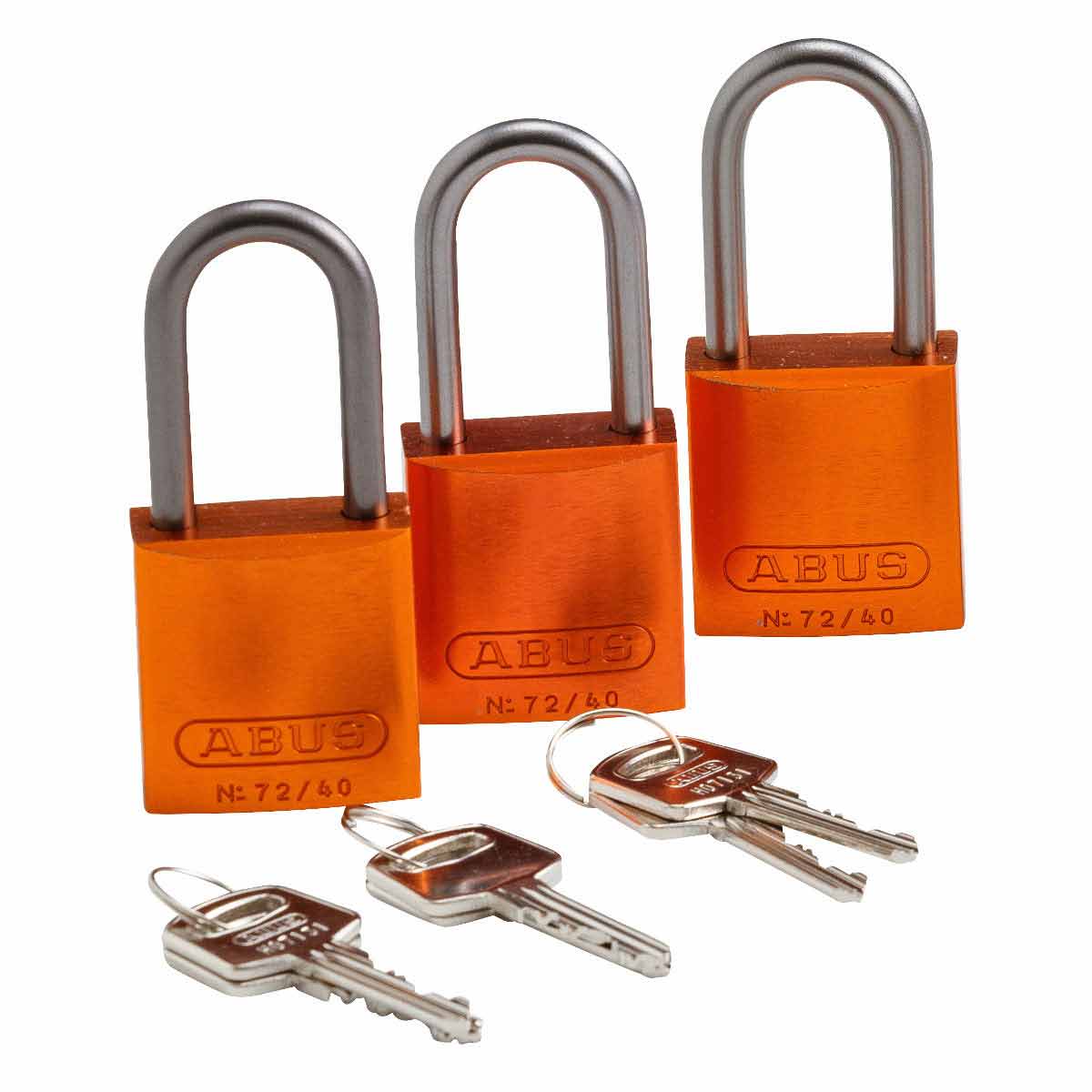 Alum Padlock 1.5" Alum Shackle KA OR 3PK