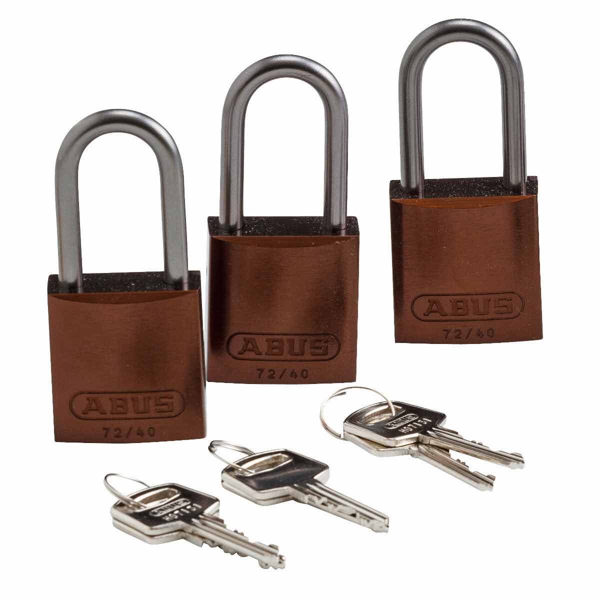 Alum Padlock 1.5" Alum Shackle KA BN 3PK