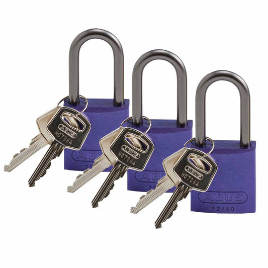 Alum Padlock 1.5" Alum Shackle KA PL 3PK