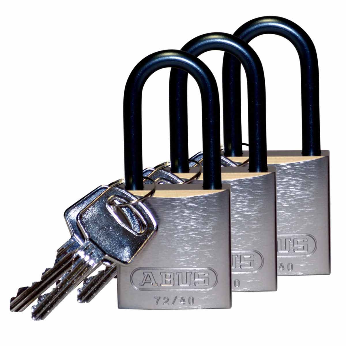 Alum Padlock 1.5" Alum Shackle KA SL 3PK