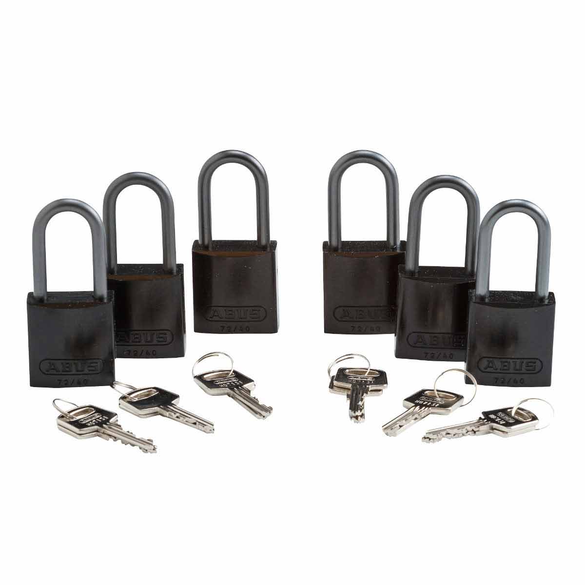 Alum Padlock 1.5" Alum Shackle KD BK 6PK