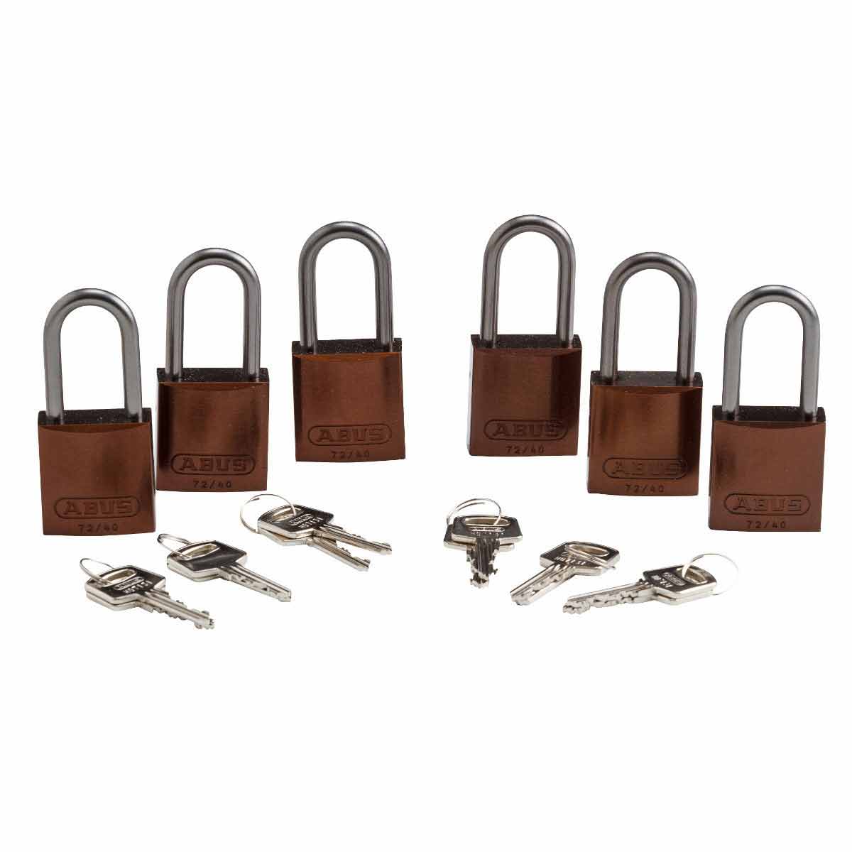 Alum Padlock 1.5" Alum Shackle KA BN 6PK