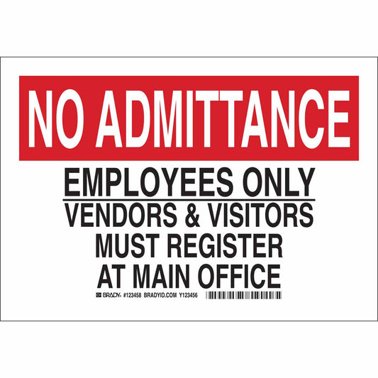 B401 10X14 BLK/RED/WHT NO ADMITTANCE