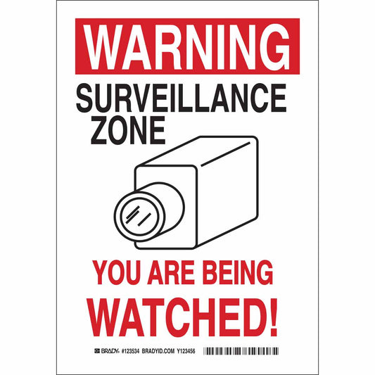 B302 14X10 BLK/RED/WHT WARNING SURVEIL