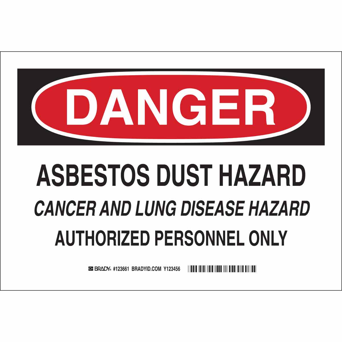 B401 10X14 BLK/RED/WHT DANGER ASBESTOS