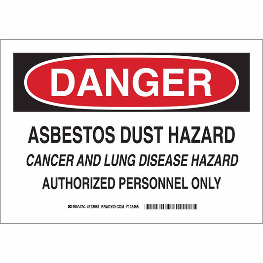 B302 10X14 BLK/RED/WHT DANGER ASBESTOS