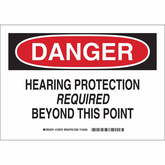 B302 7X10 BLK/RED/WHT DANGER HEARING