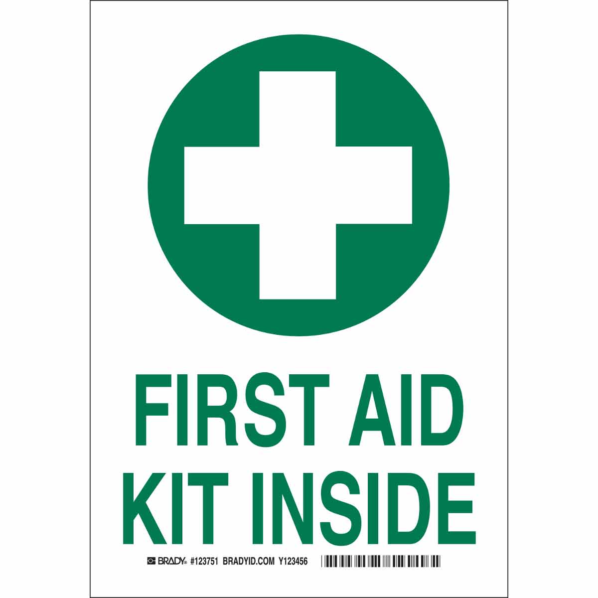 B555 10X7 GRN/WHT FIRST AID KIT INSIDE