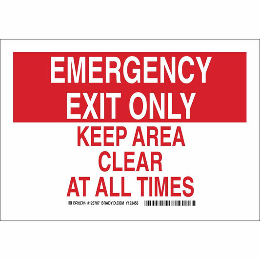 B555 7X10 RED/WHT EMERGENCY EXIT ONLY