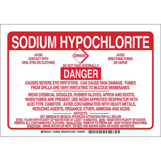 B401 10X14 RED/WHT SODIUM HYPOCHLORITE