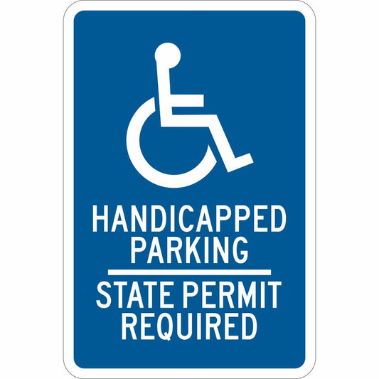 B302 18X12 WHT/BLU HANDICAPPED PARKING