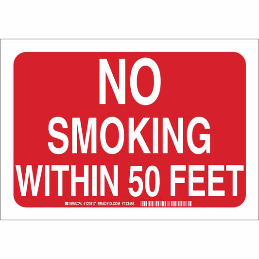B302 10X14 WHT/RED NO SMOKING WITHIN 50