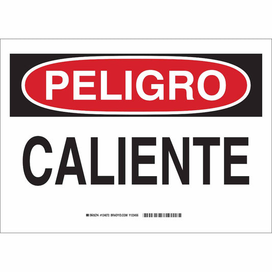 B120 7X10 RD/BK/WT SPANISH/DANGER HOT