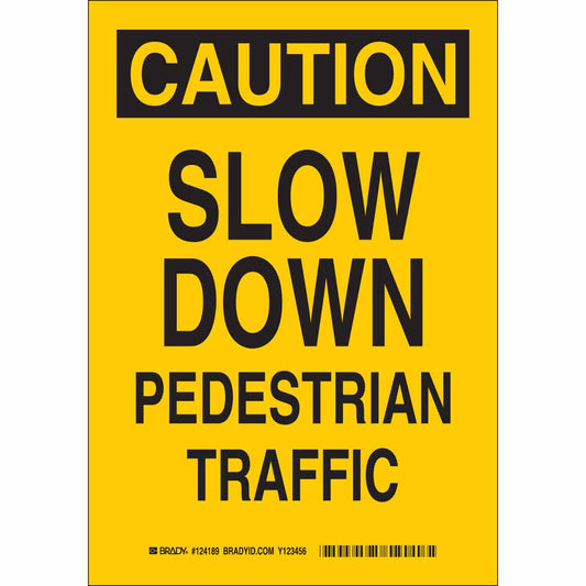 B302 10X7 BLK/YEL CAUTION SLOW DOWN PED
