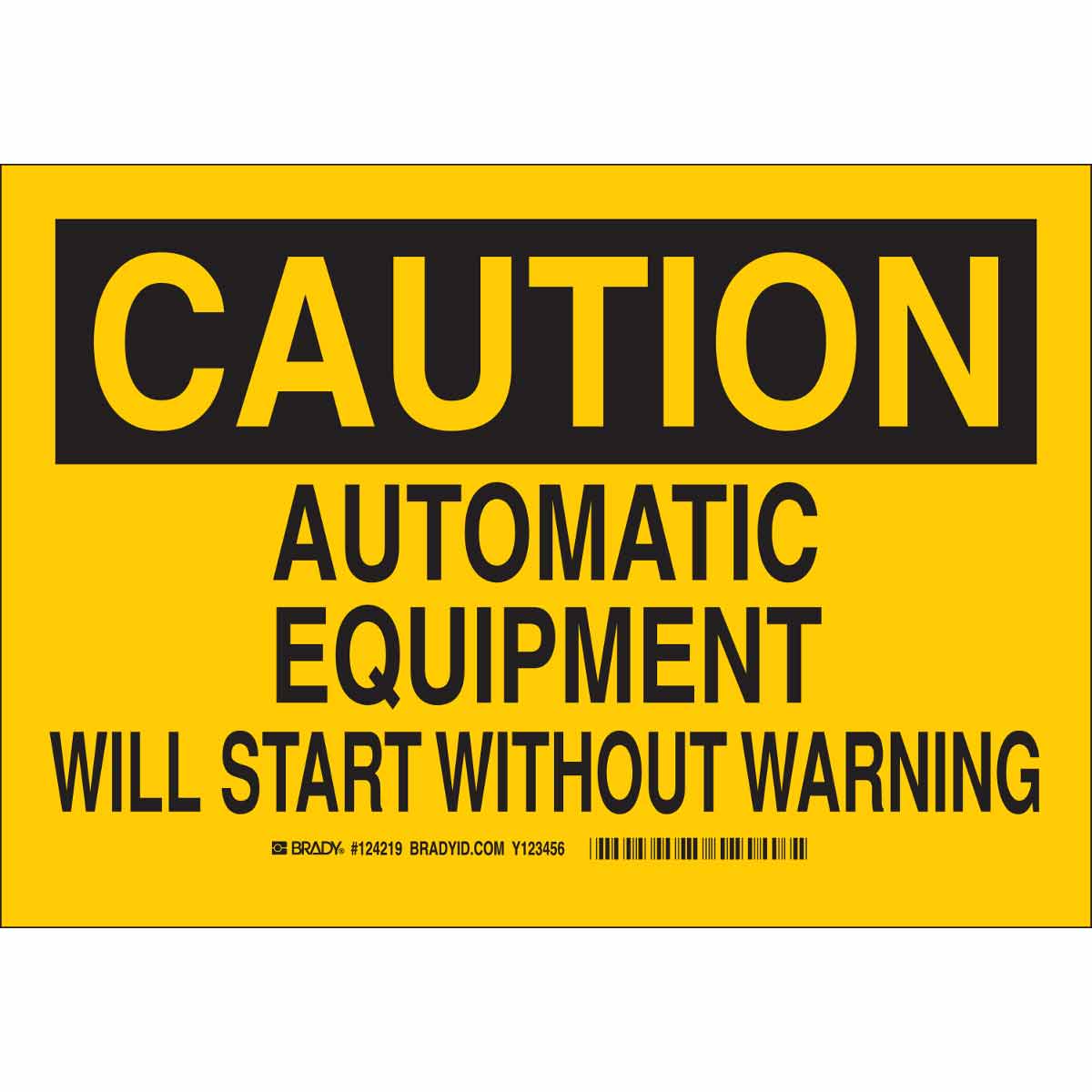 B401 7X10 BLK/YEL CAUTION AUTOMATIC EQU