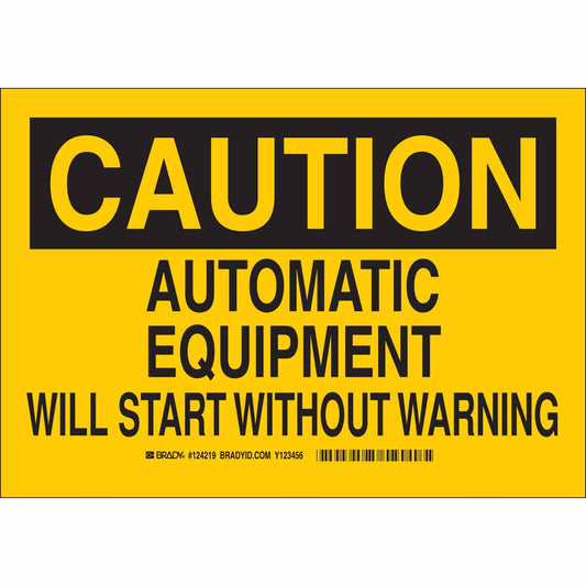 B401 7X10 BLK/YEL CAUTION AUTOMATIC EQU