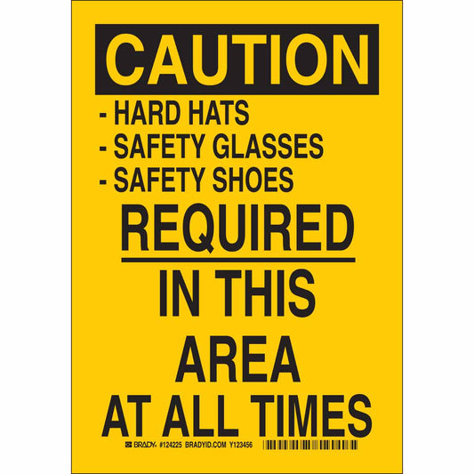B302 10X7 BLK/YEL CAUTION -HARD HATS