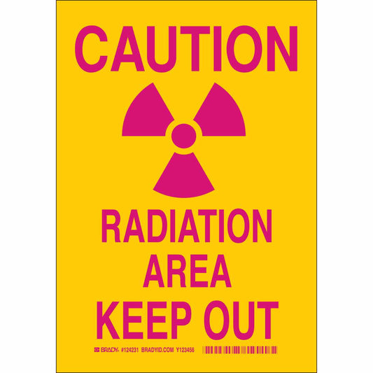 B555 10X7 MAG/YEL CAUTION RADIATION AREA