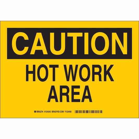 B302 7X10 BLK/YEL CAUTION HOT WORK AREA
