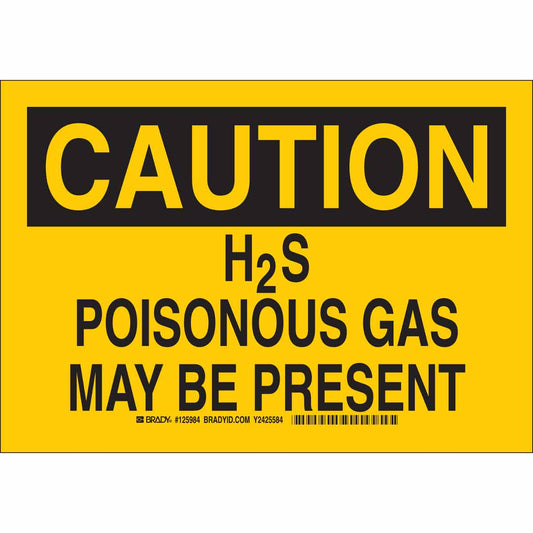 B401 10X14 BLK/YEL CAUTION H2S POISONOUS