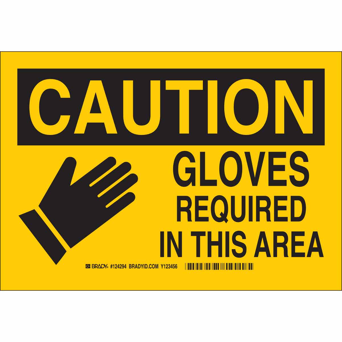 B302 7X10 BLK/YEL CAUTION GLOVES REQ