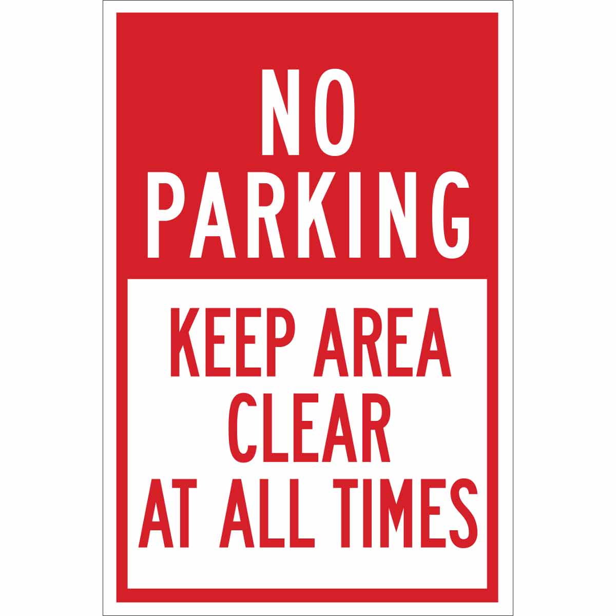 B401 18X12 RED/WHT NO PARKING KEEP AREA