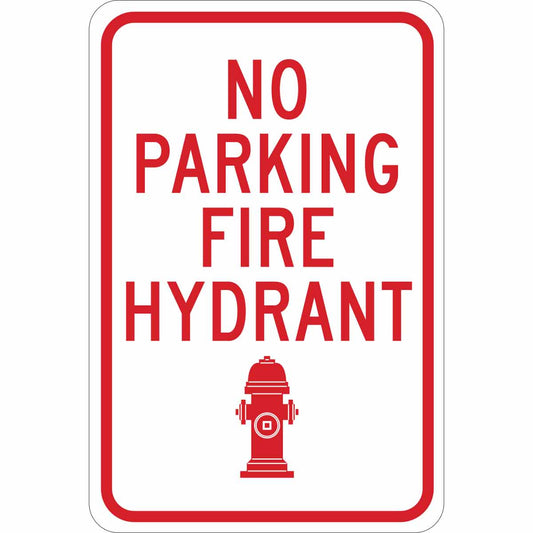 B555 18X12 RED/WHT NO PARKING FIRE HYDRA