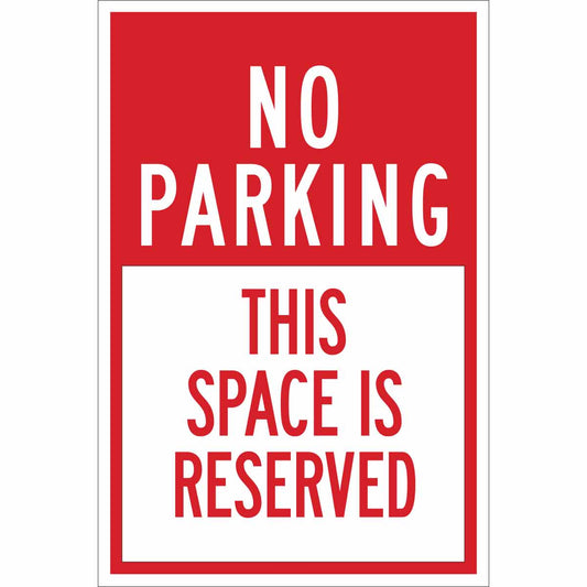 B401 18X12 RED/WHT NO PARKING THIS SPACE