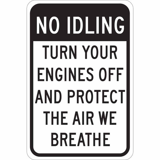 B302 18X12 BLK/WHT NO IDLING TURN YOUR