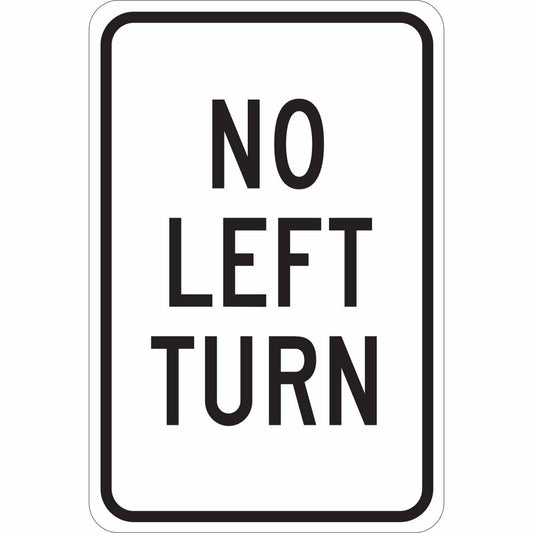 B401 18X12 BLK/WHT NO LEFT TURN