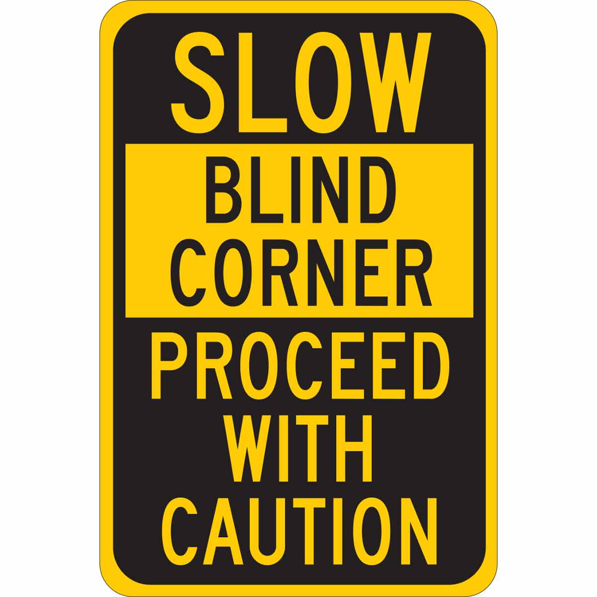 B401 18X12 BLK/YEL SLOW BLIND CORNER PRO