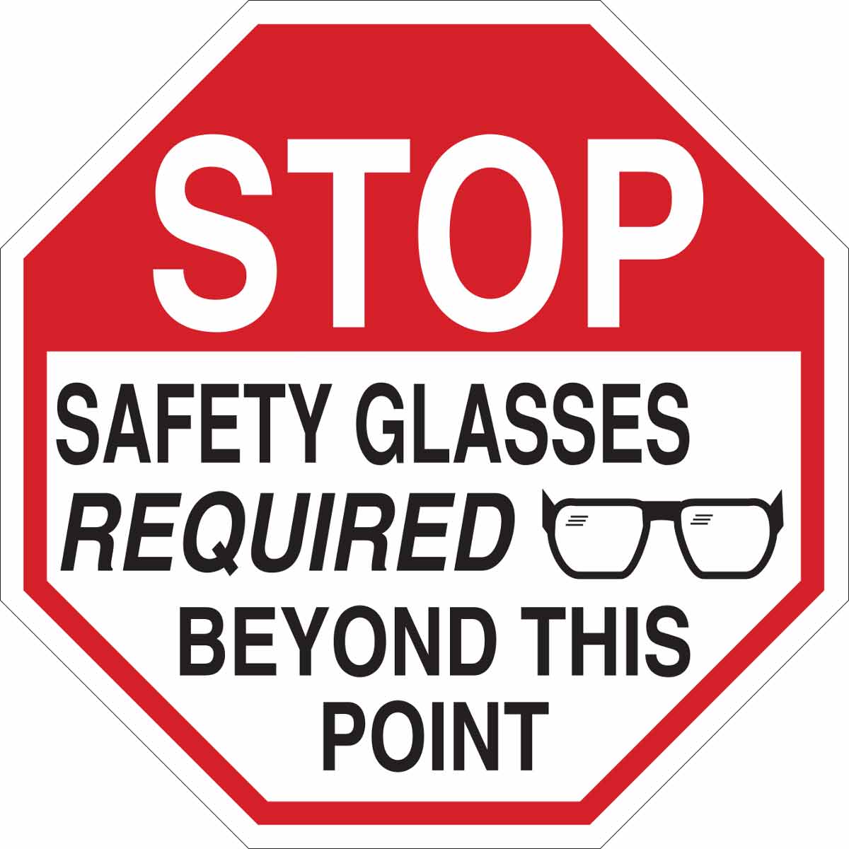 B401 24X24 BLK/RED/WHT STOP SAFETY GLASS