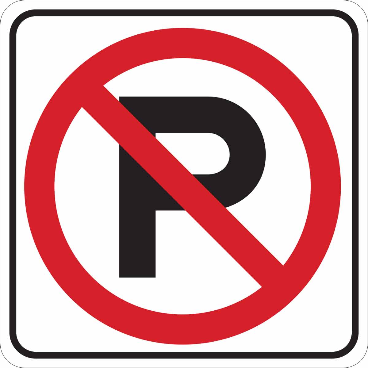 B555 18X18 BLK/RED/WHT NO PARKING SYMBOL