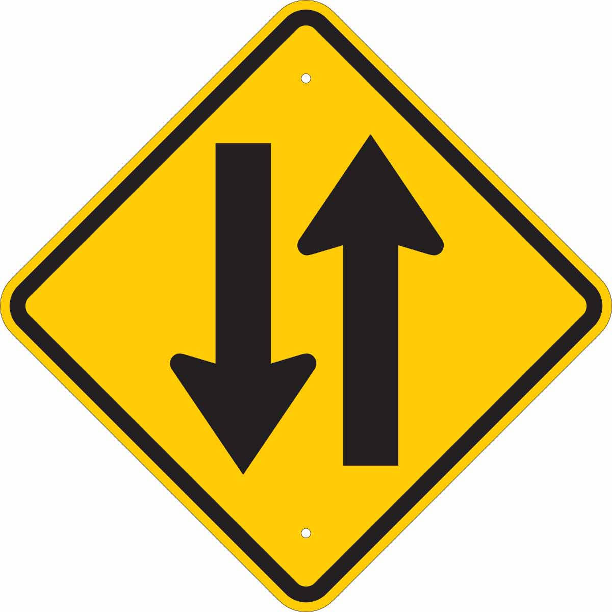 B555 18X18 BLK/YEL 2 WAY TRAFFIC SYMBOL