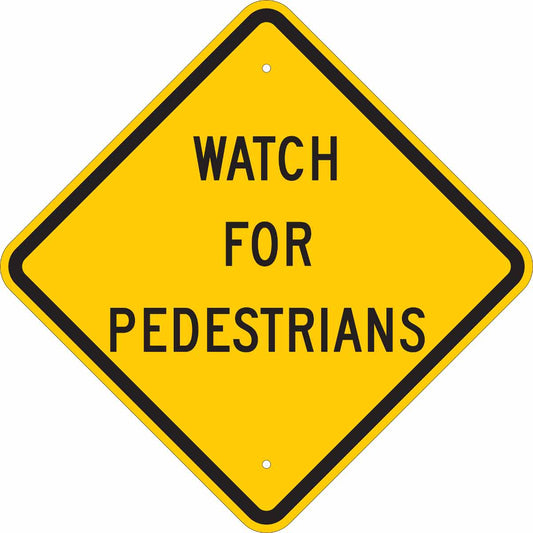 B401 18X18 BLK/YEL WATCH FOR PEDESTRIANS