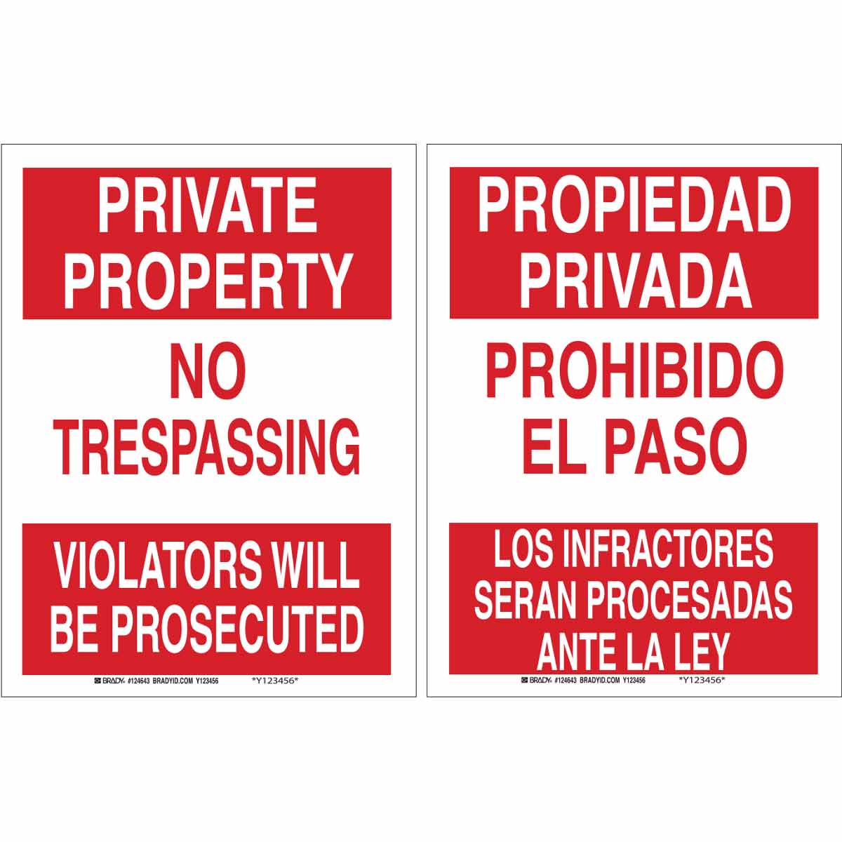 B555 12X18 RED/WHT BILING/PRIVATE PROP