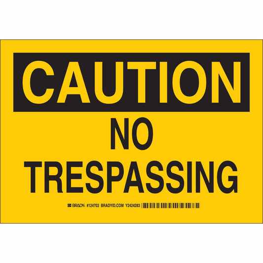 B302 10X14 BLK/YEL CAUTION NO TRESPASS