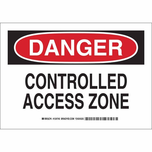 B302 10X14 BLK/RD/WHT DANGER CONTROLLED