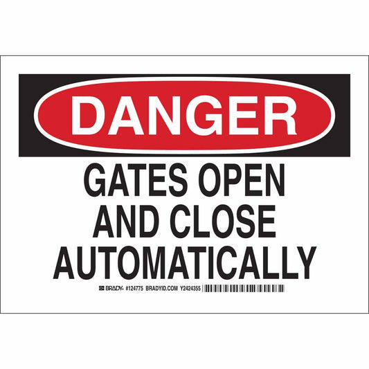 B302 10X14 BLK/RD/WHT DANGER GATES OPEN