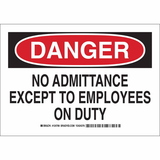 B555 10X14 BLK/RD/WHT DANGER NO ADMIT